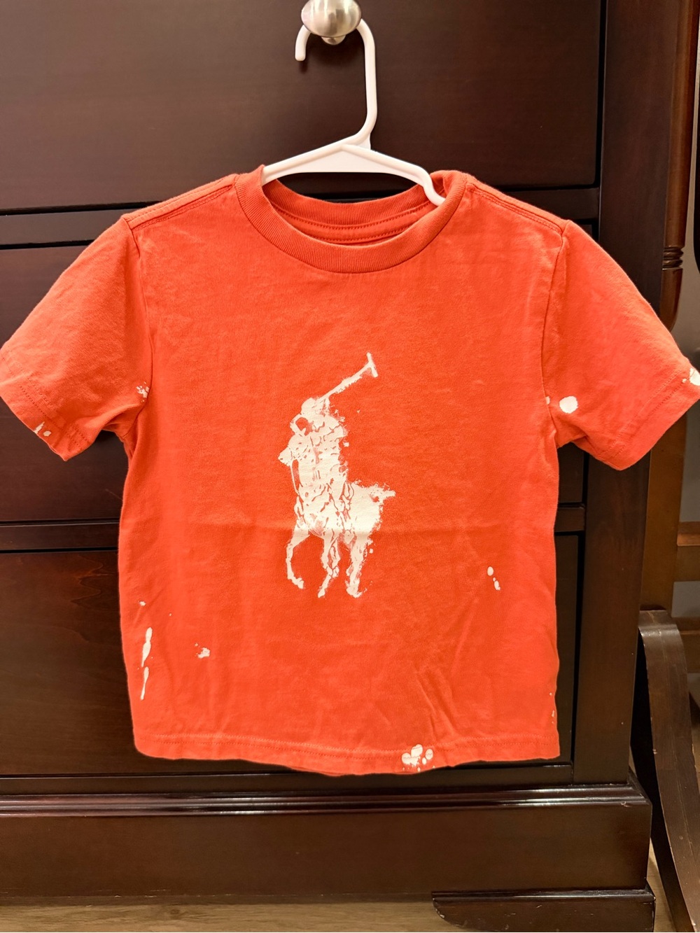 Polo by Ralph Lauren Orange Short Sleeve Tee with White Polo Player Graphic